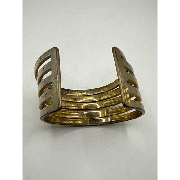 Coach Gold-Tone Openwork Cuff Bracelet Metal Womens - Picture 6 of 6